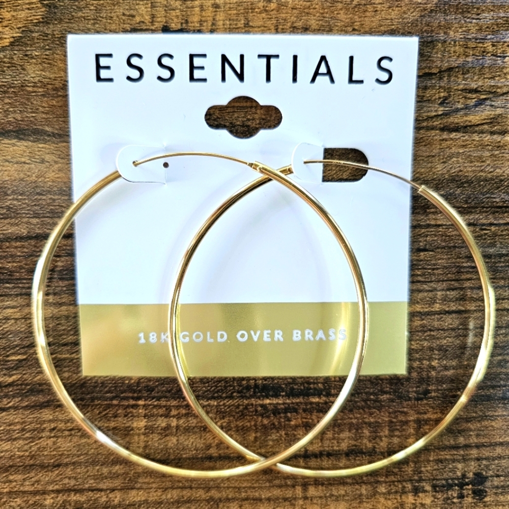 ESSENTIALS Gold Infinity Hoops, 18k gold Plated, 3" Brand New from Macy's